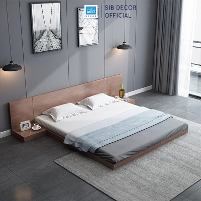 Giường Ngủ Tatami Bệt Phong Cách Nhật Màu Walnut SIB Decor GN28