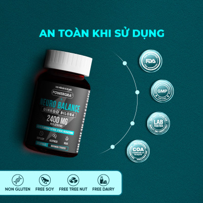 Viên uống bổ não, tăng cường trí nhớ Powergra Neuro Balance - Hộp 60 viên