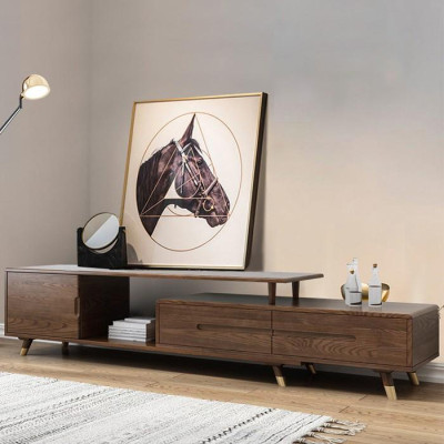 Kệ TV gỗ tự nhiên nguyên khối bàn tivi sang trọng hiện đại LUX-KTV05