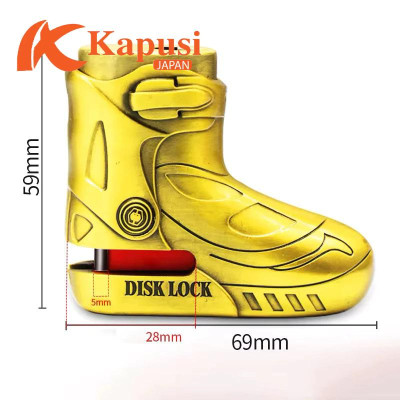 Khóa Đĩa Xe Chống Cắt Thép Không Gỉ Hình Giày - Bảo Mật 10 Lớp, 4 Chìa