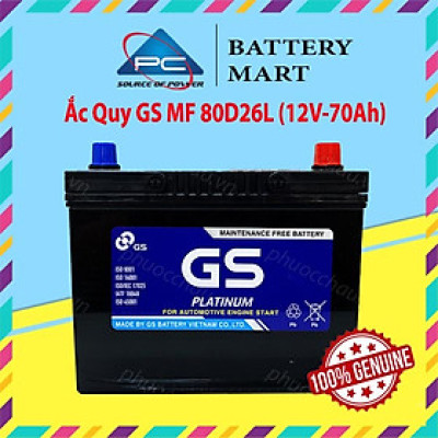 Bình Ắc Quy 12V-70Ah, Ắc Quy Ô Tô GS MF  80D26L/R
