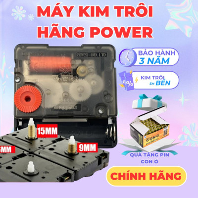 Máy đồng hồ kim trôi Power C16 – Trục 9mm – Bảo hành 36 tháng Dùng cho đồng hồ treo tường 10–80cm  – Silent Quartz
