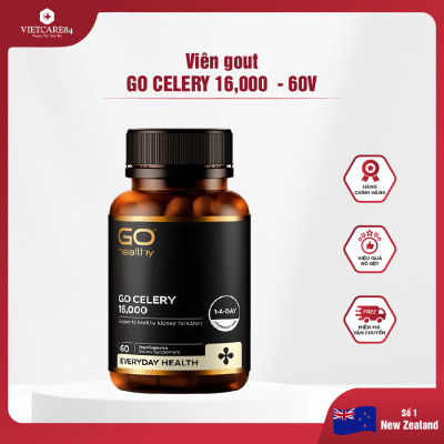 Viên gout nhập khẩu chính hãng New Zealand GO CELERY 16000mg (60 viên) giúp giảm các triệu chứng bệnh gút: giảm uric acid, làm giảm triệu chứng sưng đau do gut
