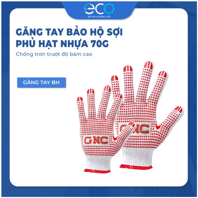 Găng tay bảo hộ sợi phủ hạt nhựa 70g sợi cao cấp chống trơn trượt độ bám cao
