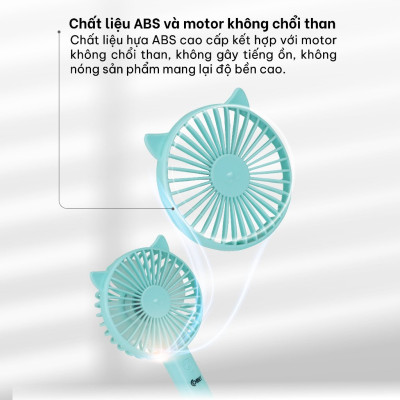 Quạt Sạc Cầm Tay COMET CRF1104 Công Suất 3W, Pin 1200mAh, Có Đế Rời, Kích Thước Nhỏ Gọn hàng chính hãng