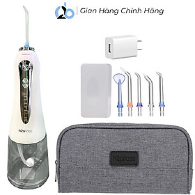 Tăm nước cầm tay H2ofloss HF-6. Tăm nước 5 chế độ, 5 đầu tăm đa chức năng, túi vải đựng máy, pin sử dụng tối đa 21 ngày, tặng kèm củ sạc nguồn thấp