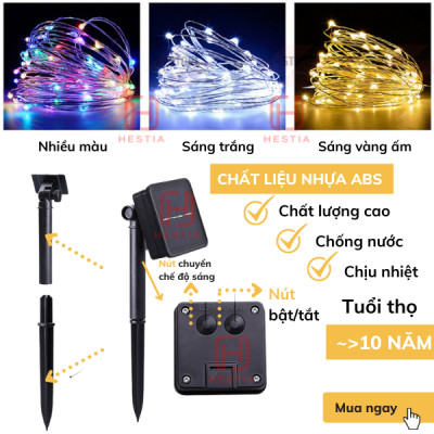 Đèn led dây năng lượng mặt trời T-Light 10 mét, 20 mét cho không gian Nhà, Quán Cafe, Ban Công, Sân Thượng Siêu Chill...
