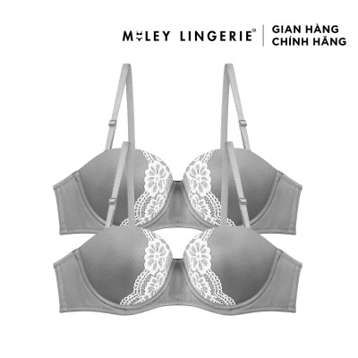 Combo 2 Áo Ngực Cúp Ngang Phối Ren Có Gọng, Có Thể Tháo Dây Màu Xám - BRM11202