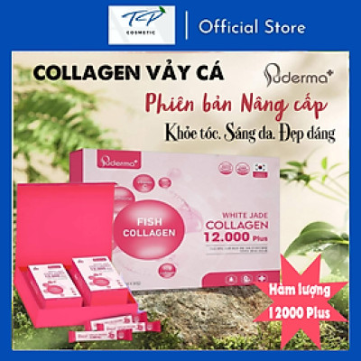 Collagen vảy cá White Jade Puderma 12.000 plus : Tăng độ đàn hồi cho làn da nhanh chóng, giúp da luôn căng mịn trắng sáng. Chống lão hóa da như nếp nhăn, khô ráp… và làm mờ vết thâm nám duy trì sự căng mướt, trẻ trung cho làn da