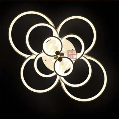 Đèn trần trang trí phòng khách LED 8 cánh hoa hải đường 3 chế độ màu có điều khiển Lighthouse 