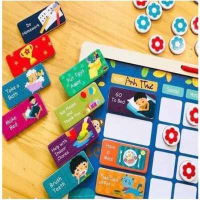 Đồ chơi bảng khen thưởng thành tích bằng gỗ có nam châm cho bé - bảng khen thưởng kỷ luật các ngày trong tuần cho bé