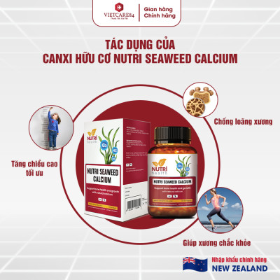 Bộ Sản Phẩm Tăng Chiều Cao: Viên uống Canxi hữu cơ New Zealand Nutri Seaweed Calcium 60 Viên và GO MULTI TEEN EVERYDAY