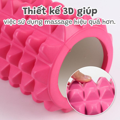 Con lăn Yoga Massage Foarm Roller 33X13CM, ống trụ lăn xốp thể thao giãn cơ có gai roam rollet cao cấp, ống lăn giãn cơ