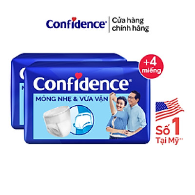 Combo 2 Tã quần người lớn Confidence Slim&Fit mỏng nhẹ vừa vặn size M/L gói 16/14 miếng