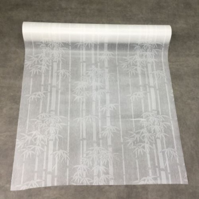 Giấy dán kính hình cây tre cây trúc màu trắng - khổ 90cm - có sẵn keo