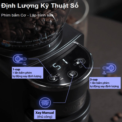 HÀNG CHÍNH HÃNG - Máy xay hạt cà phê Espresso tự động, tích hợp 31 chế độ xay. Thương hiệu Mỹ cao cấp HiBREW - G3A