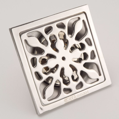 Phễu thu sàn - thoát sàn chống hôi Inox SUS 304, 10cm x 10cm Eurolife EL-HG06 (Trắng bạc)