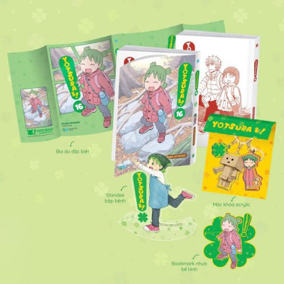Sách - Yotsuba&! - Tập 16 - Bản Sưu Tầm - Tặng Kèm Bìa Áo Đặc Biệt + Bookmark Nhựa Bế Hình + Standee Bập Bênh + Móc Khóa Acrylic