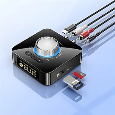 SOAIY Bộ Thu Phát Nhạc Bluetooth 5.0 Hỗ Trợ Kết Nối Aux/RCA WTF/U Disk Đèn Led Kèm Điều Khiển Từ Xa Pin 400mAh M5 - Hàng Nhập Khẩu