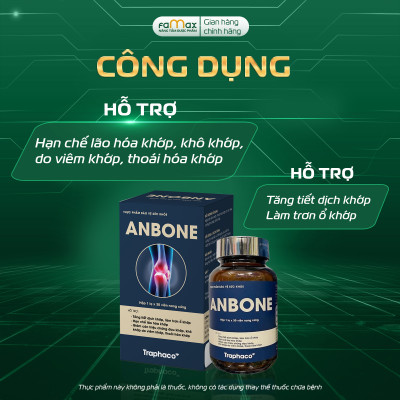 [FAMAX] Thực Phẩm Bảo Vệ Sức Khỏe Anbone Hỗ Trợ Tăng Tiết Dịch Khớp Giảm Đau Khớp Hộp 30 Viên