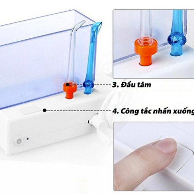 Máy tăm nước cá nhân không dây Waterjet Cordless Nano (5 đầu tăm, dùng được cho người niềng răng, có đầu cạo lưỡi)