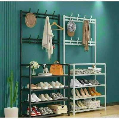 Kệ Giày Dép 4 Tầng Kèm Móc Treo Đồ Thông Minh, Giá Để Giày Dép 4 Tầng Kèm Móc Treo Tiện Lợi Màu Ngẫu Nhiên