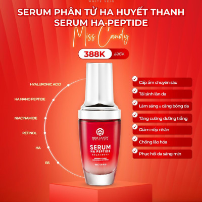 Bộ 2 Sản Phẩm Trắng Da Mờ Thâm, Sạm, Nám, Tàn Nhang MISS CANDY Gồm Serum HA Peptide 30ml + Kem Nám Sâm Nhung Hoàng Kim 25g - Gia Tuệ House