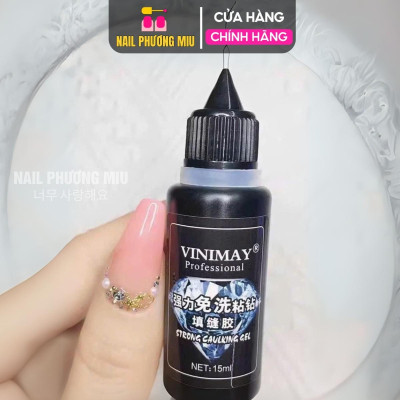 Bút Đính Đá VINIMAY Dạng Chai Gel Trong 15ml Đính Charm Đá Làm Nail Siêu Chắc, Dễ Cầm Nắm, Đầu Kim Chải Sơn Gel Đều Theo Ý Muốn Gắn Mọi Loại Charm