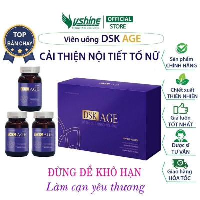 Viên uống nội tiết tố nữ DSK AGE giúp cân bằng nội tiết tố, giúp giảm nám, sạm da, nhăn da giúp da săn chắc - Hộp 3 Lọ x 15 Viên