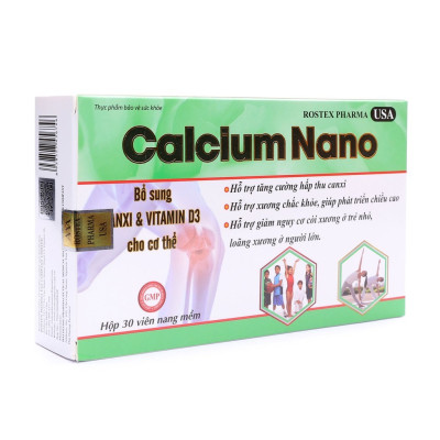 Combo 2 Hộp Calcium Nano bổ sung canxi, vitamin D3, omega 3 tăng chiều cao - Hộp 30 viên  (màu ngẫu nhiên)