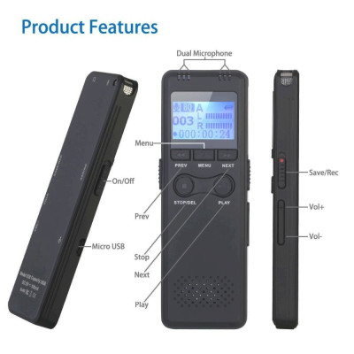 Quà Tặng Kèm - Máy Ghi Âm, Thiết Bị Ghi Âm Cao cấp GH700 Pin Trên 300h Hỗ Trợ 2 Micro Ghi Âm. MP3 Player, Built-In Stereo Microphones, Direct USB, Voice Balancer, Noise Cancel, Simple Mode, Intelligent Auto Mode 8GB Memory Hàng Chính Hãng