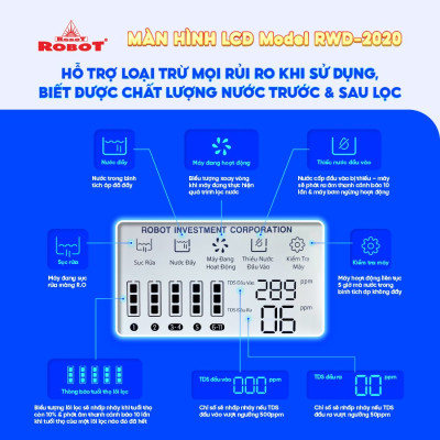 Máy Lọc Nước ROBOT LUX PRO 239W-UR Công Nghệ R.O + UF Vi Mạch LCD Đa Năng Công Suất 20Lit/ Giờ Tủ Đứng - Hàng Chính Hãng