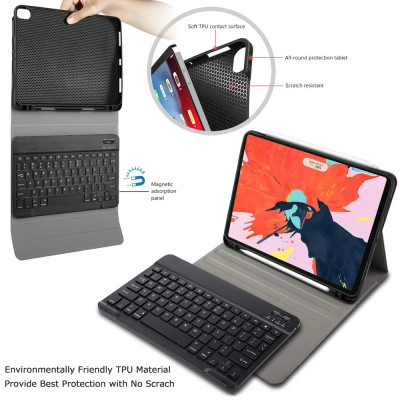 Bao da kèm bàn phím dành cho iPad Air 6 13 inch 2024 , iPad Air 6 11 inch 2024 Bluetooth Keyboard Case có khay để bút chống sốc cao cấp - Hàng chính hãng.