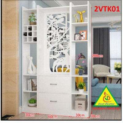 Tủ kệ trang trí kiêm vách ngăn phòng khách , nhà bếp 2VTK01 - Nội thất lắp ráp Viendong Adv