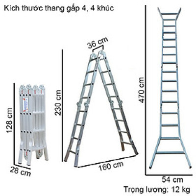 Thang nhôm gấp 4 khúc NIK44A & NIK44