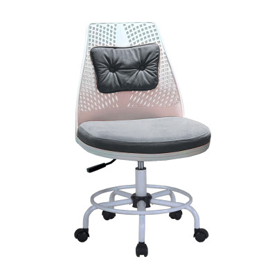 Ghế xoay học sinh nệm nhung màu xám CE1025-S Nội thất Capta Ghế học bài nhỏ gọn dành cho bé nệm vải nhung màu xám lưng và chân màu trắng tại HCM