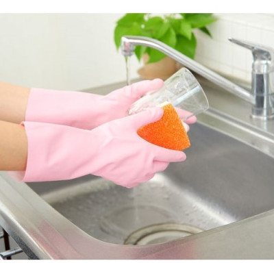 Găng tay cao su Dunlop màu hồng 100% cao su tự nhiên cao cấp mềm dai - made in Japan