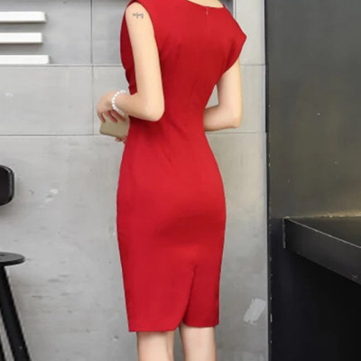 Đầm body đỏ cổ đổ - DT809