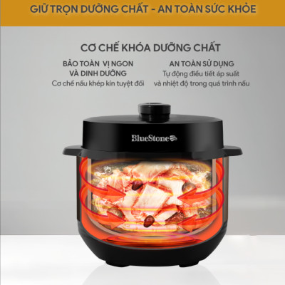 Nồi Áp Suất BlueStone PCB-5648 - 4,5 lít - 900W - Bảng điều khiển cơ - Bảo hành 2 năm - Hàng chính hãng