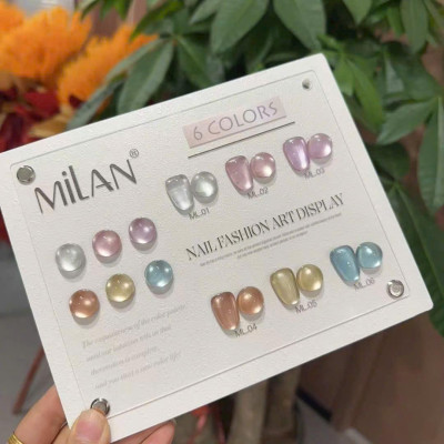 Set Sơn Mắt Mèo Cực Quang Milan 6 Màu Siêu Sáng Làm Nail Ánh Trắng Hồng, Chất Đậm Mướt, Dùng Nam Châm Đẩy Lên Màu Chuẩn Cực Đẹp