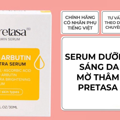 Serum Sáng da mờ thâm PRETASA vitamin C Arbutin Extra Serum - Hàng Chính Hãng