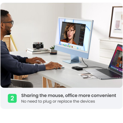 Ugreen UG15149CM618TK 2 vào 1 ra Bộ gộp USB 3.0 hỗ trợ tốc độ 5Gbps kèm 2 cáp 2 đầu USB 3.0 dài 1.5M Màu Đen - HÀNG CHÍNH HÃNG