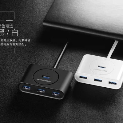 Ugreen UG40850CR113TK 1M Màu Đen Bộ chuyển đổi TYPE C sang 4 USB 3.0 + nguồn MICRO USB hỗ trợ OTG TYPE C - HÀNG CHÍNH HÃNG