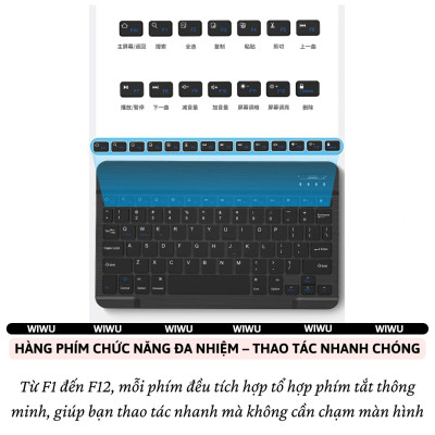 Case bao da bàn phím bluetooth bảo vệ 360 độ hiệu WIWU Protective Keyboard cho iPad Pro 11 13 inch M4 Pro 11 2020/21/22 Air 4/5/6/7 Gen 7 8 9 10.2 inch 10.5 inch Gen 10 10.9 inch - Bàn phím từ tính nam châm tháo rời, tích hợp giá đỡ - Hàng nhập khẩu