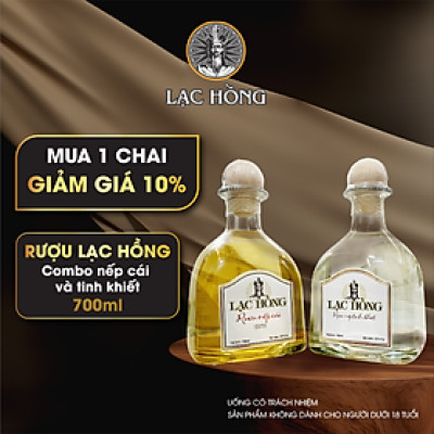 [Combo 02 chai] [Dung tích 700ml, 19.5% và 32%] Lạc Hồng rượu nếp cái hoa vàng, rượu nếp tinh khiết, rượu nếp, rượu vodka, sản xuất theo phương pháp truyền thống, vị dịu, nhẹ, uống không đau đầu