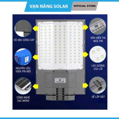 Đèn đường năng lượng mặt trời 3 mặt 600W