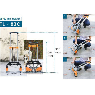 Xe Đẩy Hàng 2 Bánh Rút Gọn ADVINDEQ TL-80C (80kg) - Hàng Chính Hãng