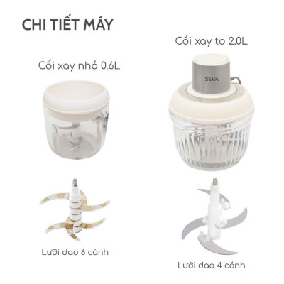 Máy Xay Thịt Thủy Tinh 2 Cối SEKA SK2287 Đa Năng 500W Tặng Kèm Lưỡi Đánh Ruốc- HÀNG CHÍNH HÃNG MINIIN