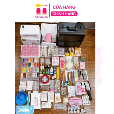 Combo Đồ Nghề Làm Nail Cao Cấp Số 7 Nail Phương Miu, Máy Hơ T8, Máy Mài US801, Cốp Nhôm 3 Tầng, Bộ Đồ Nail Chuyên Nghiệp