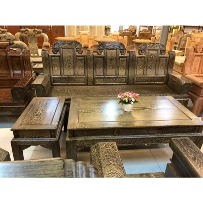 Bộ bàn ghế phòng khách gỗ mun đuôi công